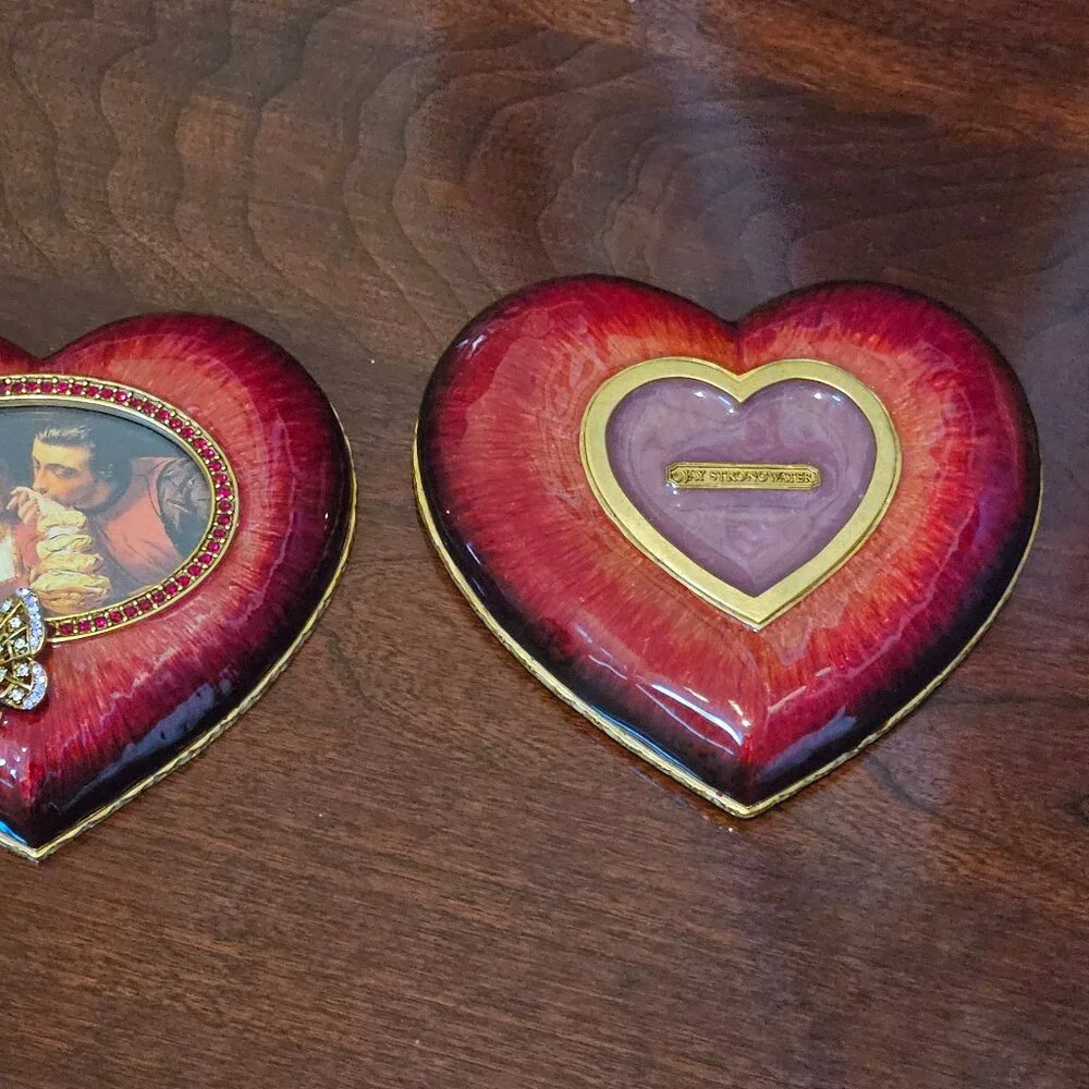 RARE JAY STRONGWATER HEART BUTTERFLY ENAMEL CRYSTAL JEWELRY VANITY TRINKET BOX